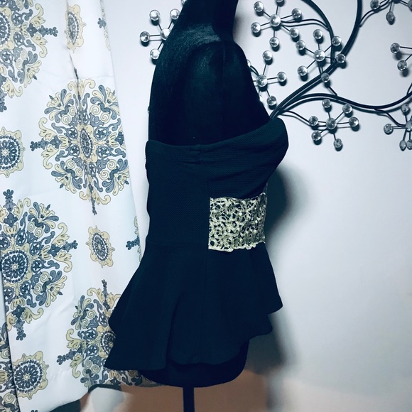 A’GACI Black Strapless Peplum Top - Picture 4 of 7